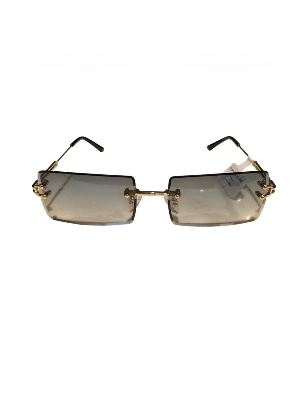 NEW Carolina Lemke Eagle Gold Rectangular Sunglasses CL3101 y2k retro festival
